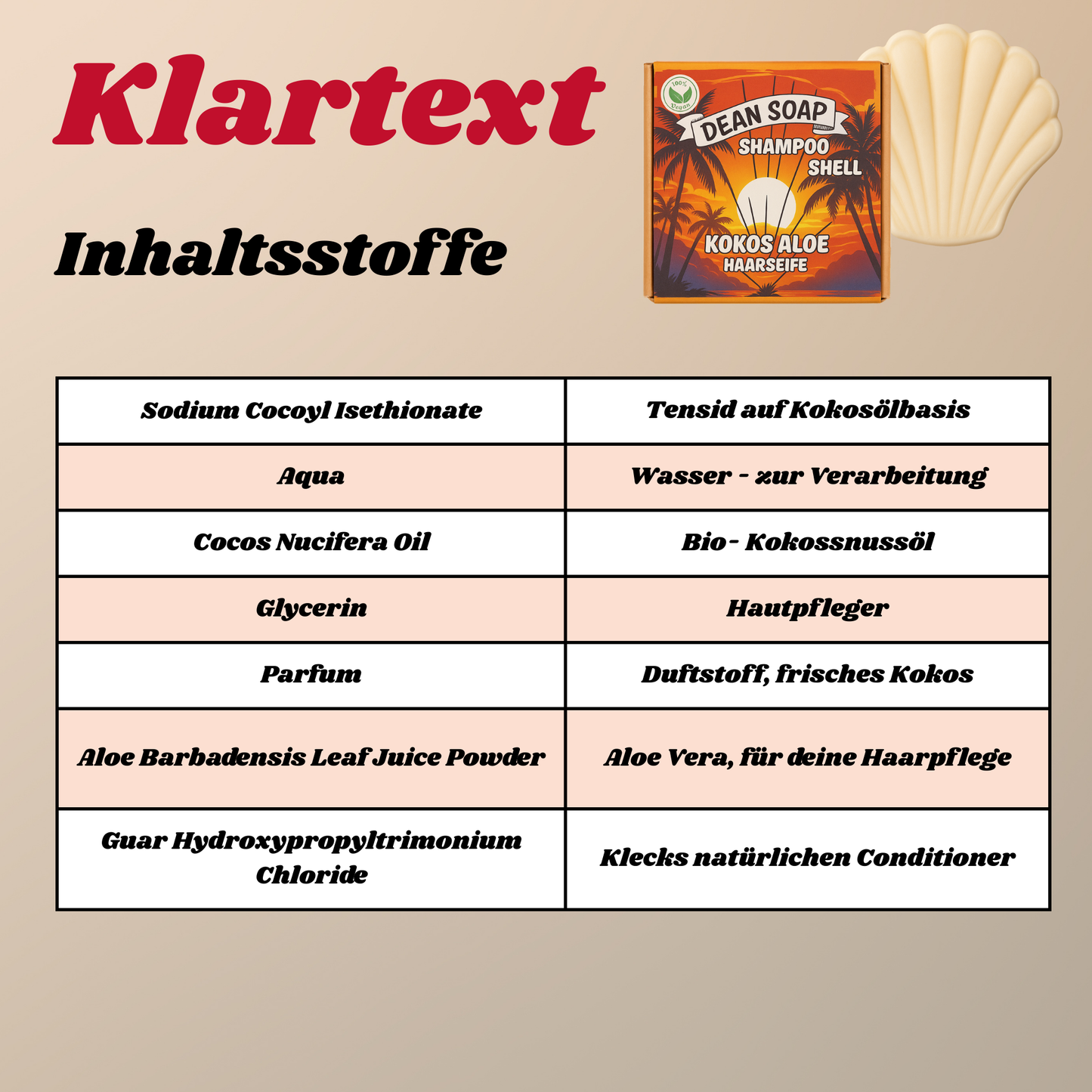 Shampoo Shell – Festes Shampoo mit Aloe & Kokosduft