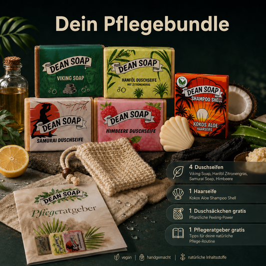 Pflegebundle – 4 Duschseifen, Shampoo, Extras & Versand